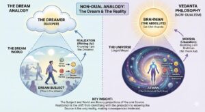 Vedantic illustration of non-duality and the nature of Brahman